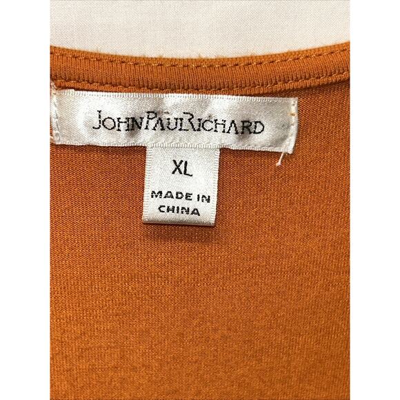 John Paul Richard Women's XL Tunic Sweater Orange Fringe Western Artistic Boho - Picture 6 of 9